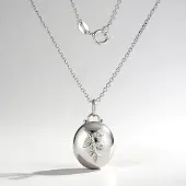 Cavill - Zilveren halsketting - 925 Sterling zilver - Nigeriaanse natuurlijke zirkon 0,032 ct - Bladhanger elegant design - 45,72 cm