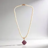 Cavill - Zilveren Halsketting 925 Sterling Rosé Verguld - Braziliaanse Amethist 3.52 ct & Zoetwaterparels - Elegant 45,7 cm