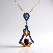 Cavill - Zilveren Halsketting 925 Sterling Zilver Verguld - 1,278ct Mozambique Granaat & 0,117ct Londonblauwe Topaas - Elegant