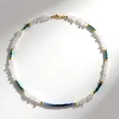 Cavill - Vergulde 925 Zilveren Ketting - Witte Kwarts, Blauwe Saffier 5,47 ct, Zambia Smaragd 5,26 ct - Elegant 45 cm