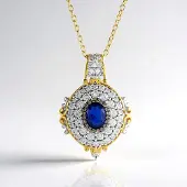 Cavill - Zilveren Halsketting Verguld - 925 Sterling Zilver met Kobaltblauwe Spinel 1 179 ct en 3 04 ct Zirkonia - Luxe Ovaal Sieraad 45-50 cm
