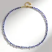 Cavill - Zilveren Halsketting 925 Sterling Zilver Verguld - Lapis Lazuli 12 ct & Witte Kwarts 40 ct - Verstelbaar - Luxe Dames Sieraad