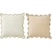 J-Line kussen Geschulpt - katoen - wit/beige - set van 2