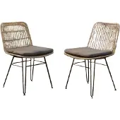 Eurofar Flamingo dining chair bamboo look steel/grey wicker (set van 2 stuks)