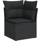 vidaXL 7-delige tuinmeubelset met kussens, zwart, polyrotan