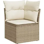 vidaXL 6-delige Loungeset met kussens poly rattan beige