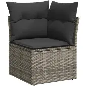 vidaXL 10-delige loungeset voor de tuin met kussens, grijs, polyrotan