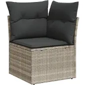 vidaXL 10-delige Loungeset met kussens poly rattan lichtgrijs