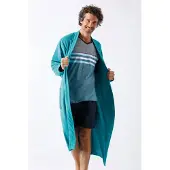 Hajo badstof heren badjas turquoise | Maat 54