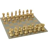J-Line decoratie Schaakspel Plateau - polyresin - goud