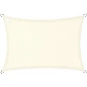Buitenkado schaduwdoek rechthoek 5x7m - HDPE/RVS - creme wit