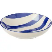J-Line bord Diep Gestreept - keramiek - blauw/wit - 6 stuks