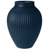 Knabstrup Keramik Knabstrup vaas geribbeld 20 cm Dark blue