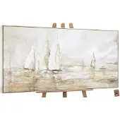 YS Canvas schilderij groot handgeschilderd zonneglans zon abstract licht – -Art Gallery – Zonnige wanddecoratie voor woonkamer – Modern schilderij voor slaapkamer en hal