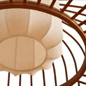LINDBY Hanglamp Davella, dimbaar, hout donker, Woon-/ Eetkamer, Bamboe, Scandinavisch, Hanglamp
