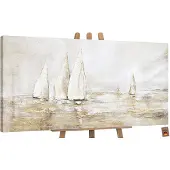 YS Canvas schilderij groot handgeschilderd zonneglans zon abstract licht – -Art Gallery – Zonnige wanddecoratie voor woonkamer – Modern schilderij voor slaapkamer en hal