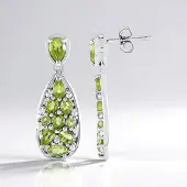 Cavill - Zilveren Oorbellen met 3,98 ct Peridoot - 925 Sterling Zilver Geplatineerd - Elegante Druppel & Ovaal Groene Edelsteen