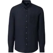 Casa Moda Overhemd zwart borstzak button-down collar wit omlijnde knopen