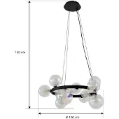 LUCANDE Hanglampe , Marvi, dimbare, Zwart, Woonkamer, Glas, Modern