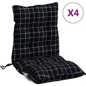 vidaXL Buitenkussen 4 st Zwart Ruitpatroon 100 x 50 x 7 cm