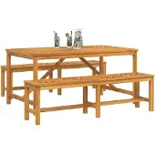 vidaXL Tuin Eettafel Set 3 st Bruin Massief Acacia Hout