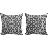 Abakuhaus – Marokkaanse Kussenhoezen Set 2x40x40 cm – Grijs – Dubbelzijdig