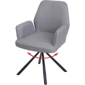 Mendler Eetkamerstoel -H71, keukenstoel, stoel met rugleuning, draaibaar, automatische positie-instelling, stof/textiel, staal ~ lichtgrijs