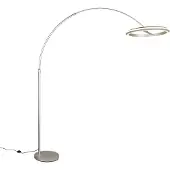 TRIO Booglamp - vloerlamp Amador, dimbaar, alu / grijs / zink, Woon-/ Eetkamer, metaal, Modern, booglamp