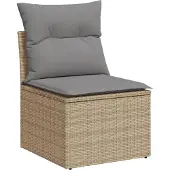 vidaXL 7-delige tuinmeubelset met kussens, beige, van polyrotan
