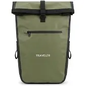 Traveler Leros Olive - waterdichte tarpaulin enkele fietstas - olijf - 31 liter