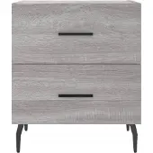 vidaXL Nachtkastje 40x35x47,5 cm bewerkt hout grijs sonoma eikenkleur