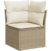 vidaXL 7-delige tuinmeubelset met kussens, beige, van polyrotan