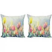 Abakuhaus Kussenhoes – Tulpen Bloementuin – 2x50x50 cm – Dubbelzijdig