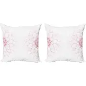 Abakuhaus Dahlia-bloem kussenhoezen – set met 2x45x45 cm – wit/roze
