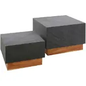Zijlstra Salontafelset Boxy-leisteen/acacia - - Salontafel - Antraciet - Hout; Steen