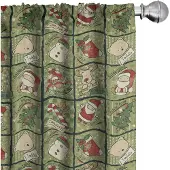Abakuhaus Gordijnen – 2x75x175 cm – Olijfgroen/Wit, 6,5 cm rodsleeve