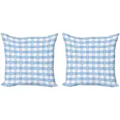 Abakuhaus Kussenhoes Set – Gingham Bleekblauw/Wit – 40x40 cm – 2 stuks
