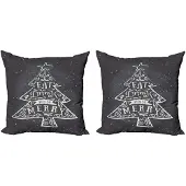 Abakuhaus ISS – Set van 2 kussenhoezen 40x40 cm – Grijs/Kokosnoot, dubbelzijdig bedrukt