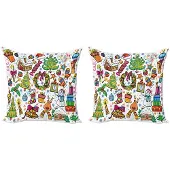 Abakuhaus Kussenhoes Set – 2x 40x40 cm – Dubbelzijdig bedrukt – Mikrofaser Meerkleurig