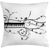 Abakuhaus Muziek Kussenhoes – Dubbelzijdig bedrukt – 40x40 cm – Wit & Grijs