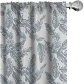 Abakuhaus Tropische Gordijnen – Bananenpalmbladeren – 2x75x175 cm – schieferblauw/lichtgrijs