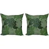 Abakuhaus Bosgroene decoratiekussen – 2x50x50 kussenhoezen – Camouflage palmblaadjes – Digitaal bedrukt