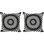 Abakuhaus Spiers kussensloopset (2 stuks), zwart-wit swirl, 50 cm, zwart-wit