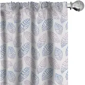 Abakuhaus – Gordijnen met bladeren – 2x75x245 cm – microvezel – Babyroze en blauw