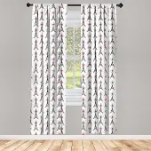 Abakuhaus Eiffel Raamgordijnen – 2×75×175 cm – Robijnrood/Zwart/Wit