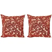 Abakuhaus Antieke kussenhoes-set – 2x45x45 cm – robijn