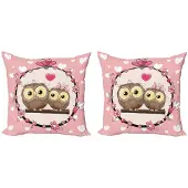 Abakuhaus Uil Kussenhoes Set – 2x45x45 cm – Dubbelzijdig bedrukt – Microvezel