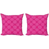 Abakuhaus Felroze Kussenhoesenset – 50x50 cm – Dubbelzijdig Bloemenpatroon