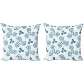 Abakuhaus Kussenhoes Set – 2x 45x45 cm – Dubbelzijdig bedrukt – Blauw/Wit