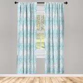 Abakuhaus Ikat raamgordijnen – 2x75x175 cm – Blauw/Grijs/Wit – roedezak
